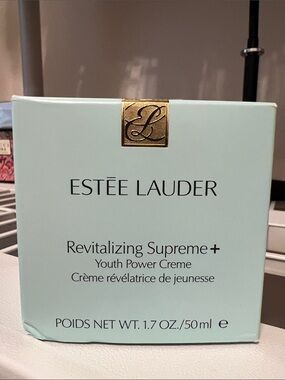 Estee Lauder Revitalizing Supreme+ Youth Power Crème — Mint Green & Gold Accents